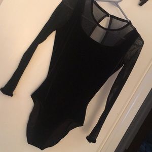 Danskin velvet body and sheer sleeves and neckline